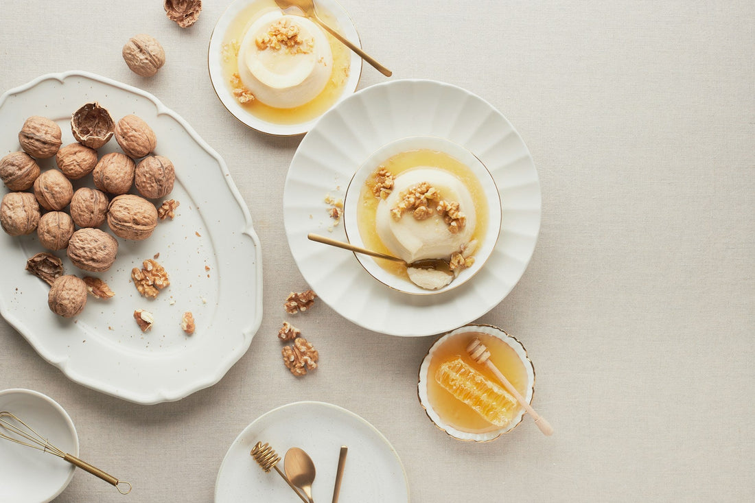 panna cotta with walnut platter