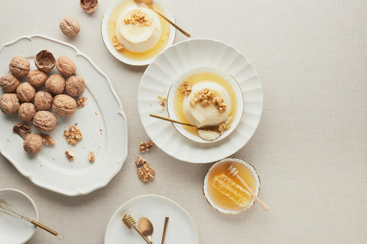 panna cotta with walnut platter